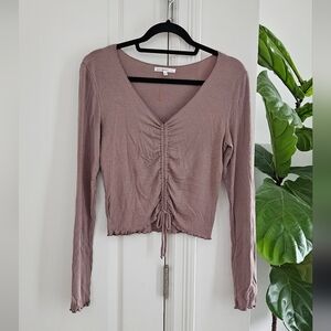 Antistar Ribbed Ruched Long Sleeve Top